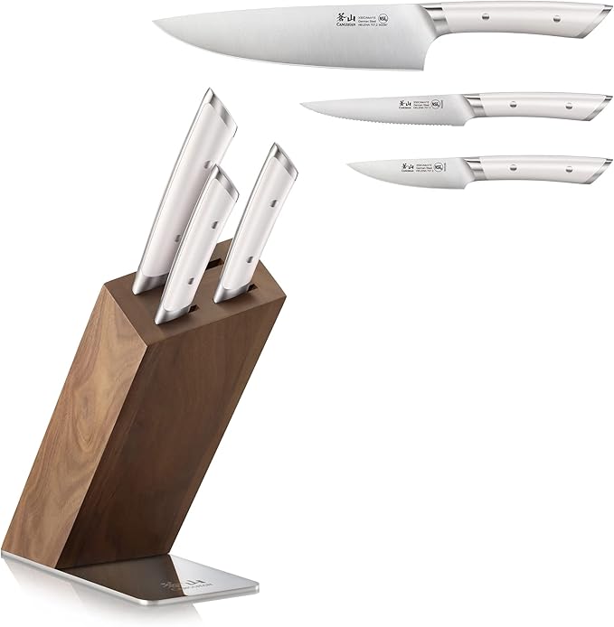 Cangshan HELENA Series German Steel Forged, HUA Knife Block Set (4-Piece, White)