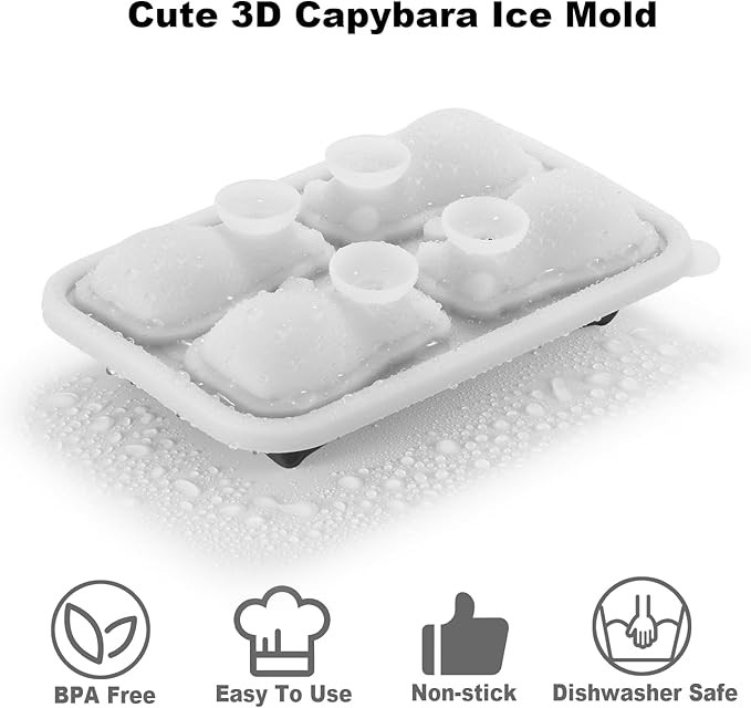 Nax Caki 3D Capybara Ice Cube Mold Fun Shapes, Capybara Gifts for Women & Capybara Lovers, Cute Large Craft Ice Mold, Big Capybara Ice Cube Trays for Whiskey Cocktails Bourbon