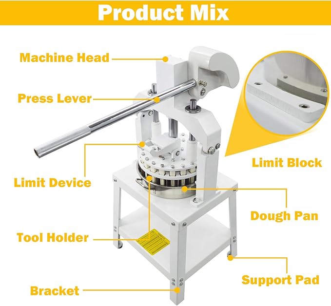TECHTONGDA Commercial Dough Divider Rounder Machine Manual 36PCS Dough Cutter Hand Press Bread Bakery Dough Dividing Machine