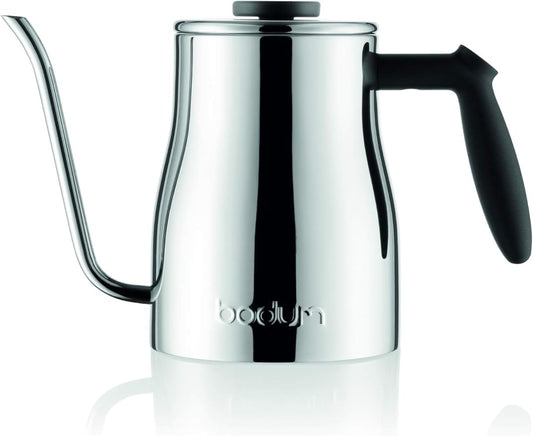 Bodum Bistro Gooseneck Stovetop Water Kettle, Chrome, 34 Ounce