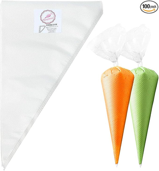 Keenpioneer 14-Inch Disposable Decorating & Pastry Bags, Tipless Icing Piping Bag for Cake, Cream Frosting and Cookie Decoration, Pack of 100 (Clear)