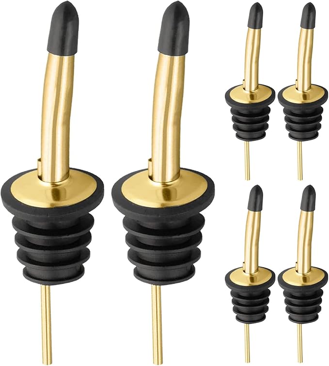 Pafusen 24 Pack Liquor Bottle Pourers, Liquor Pour Spout for Liquor Bottles, Stainless Steel Olive oil Dispenser Spout, Alcohol Pourer Spouts Dust Caps Covers, Gold