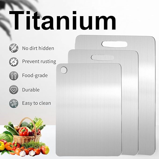 Katuchef Titanium Cutting Board,2026 New 100% Pure Titanium Cutting Boards for Kitchen,Non toxic Doubld-Side Durable Chopping Boards, Easy to Clean and Store(1PC-L:15.35 * 11.02)