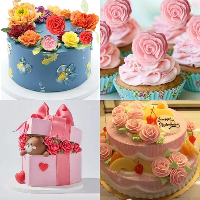 Roses Mold Flower Silicone Cake Molds Chocolate Sugarcraft Decorating Fondant Fimo Tools 4 Size Pink 2 Piece