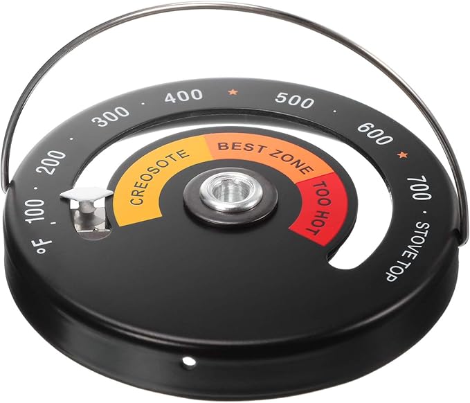 Frienda Wood Stove Thermometer Magnetic, Oven Temperature Meter Stove for Avoiding Chimney Pipe Damaged by Overheat (4 Pieces)