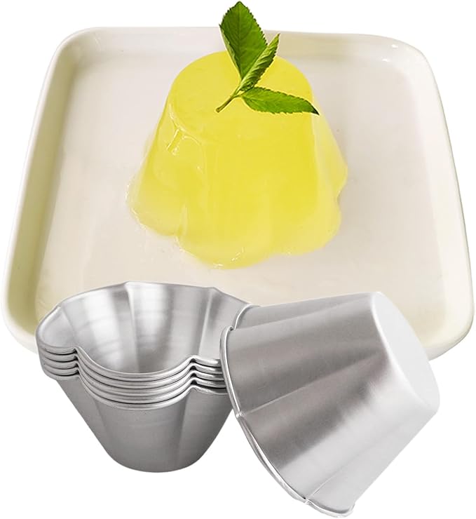 Aluminum Muffin Pans, Flower Shape Deep Egg Tart Mold, Jello Pudding Cup Molds, Baking Cupcake, Tartlets, 3.7" x 2" x 2.2" - 6 Pack