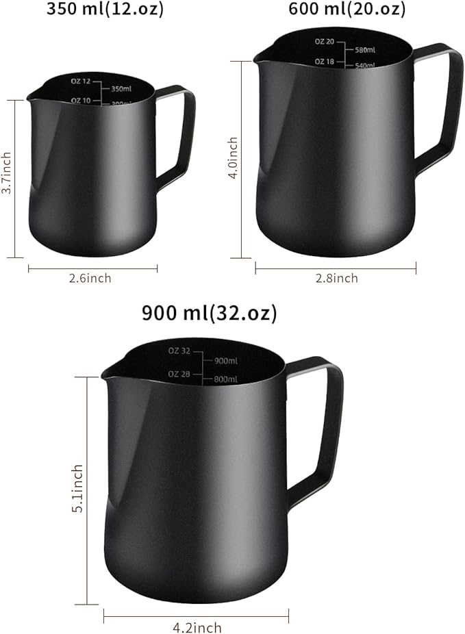 Milk Frothing Pitcher, 20OZ/600ML Stainless Steel Espresso Steaming Pitcher Coffee Milk Frother Cup with Decorating Art Pen for Espresso Machine, Milk Frother, Latte Art