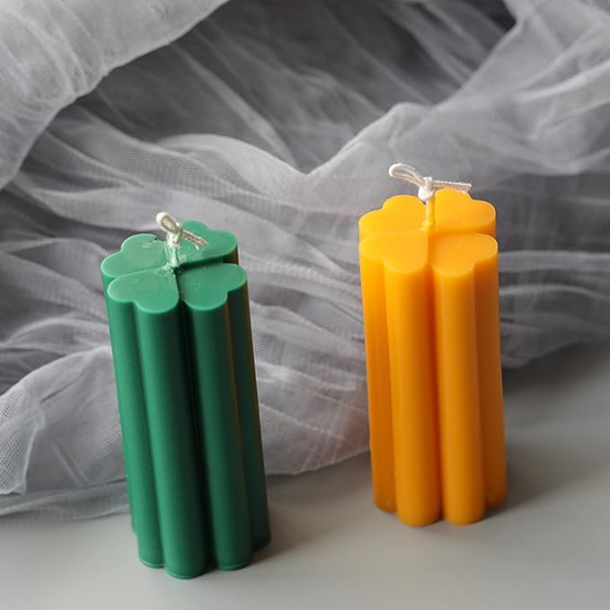 Four Leaf Clover Cylinder Silicone Candle Mold Silicone Soap Mold Fondant Chocolate Cake Candy Mould Epoxy Resin Casting Mold DIY Wax,Polymer Clay