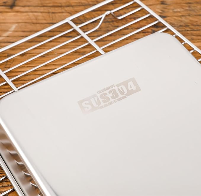 Small Cookie Baking Sheet Pans Stainless Steel 304 Tiny Serving Tray 12.4 x9.6 x1.1Inch (Diagonal 14.8) No Rust Dishwasher Safe Bakeware 6 Pack
