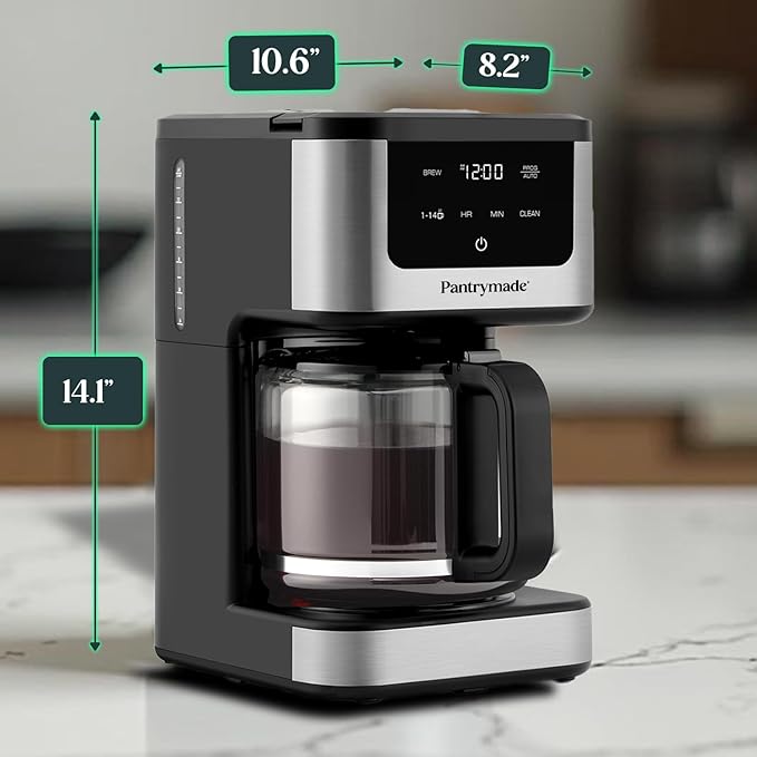 Deluxe 14 Cup Programmable Drip Coffee Maker with Glass Carafe | Large Capacity Coffee Maker 14 Cup with, Auto Shut-Off & Timer | Classic Black