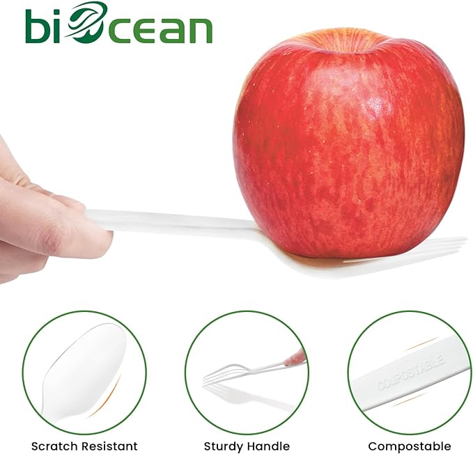 Extra Heavyduty Compostable Forks [200 Count,7In] Disposable Cutlery No Plastic Forks Large Biodegradable Utensils Eco Friendly Silverware Serving Flatware for Party,Daily Use,BBQ,Picnic