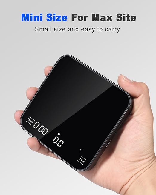 4 Modes Rechargeable Coffee Scale, Mini Espresso Scale with Timer, 2kg/0.1g Accuracy, Digital Scale for Pour-Over Coffee with Silicone Pad, Portable Measuring Tool, Kitchen Gadget