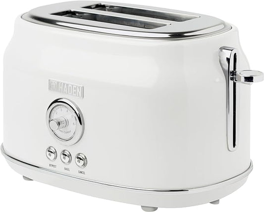 Haden Dorset 2 Slice Extra Wide Slot Toaster with Cool Touch Exterior, Removable Crumb Tray, and 6 Variable Browning Control, Ivory