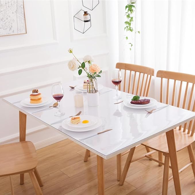 44 x 104 Inch Clear Table Cover Protector, Clear Table Protector for Dining Room Table, 1.5mm Plastic Table Cover, Waterproof Table Pad for Kitchen, Office
