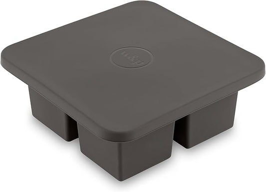 W&P Peak Silicone Extra Large Cube Ice Tray w/ Protective Lid | Charcoal | Easy to Remove Ice Cubes | Food Grade Premium Silicone | Dishwasher Safe, BPA Free