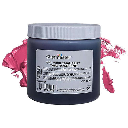 Chefmaster Rose Pink Gel Food Coloring | Vibrant Color | Professional-Grade Dye for Icing, Frosting, Fondant | Baking & Decorating | Fade-Resistant | Easy-to-Use | Made in USA | 20 oz
