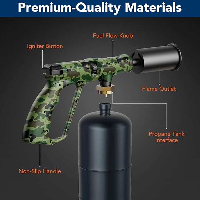 Sondiko Propane Torch Head, Powerful Kitchen Torch for Cooking, BBQ, Sous Vide and Steak Searing, Adjustable Blow Torch - Perfect Campfire Charcoal Starter, Gas Welding Kit(Propane Tank Not Included)