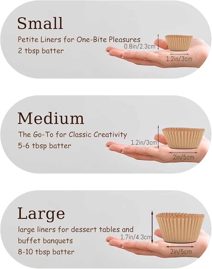 qiqee 600 Count Mini Cupcake Liners Natural Muffin Liners Food Grade Brown Baking Cups Paper No Smells（Small Size）