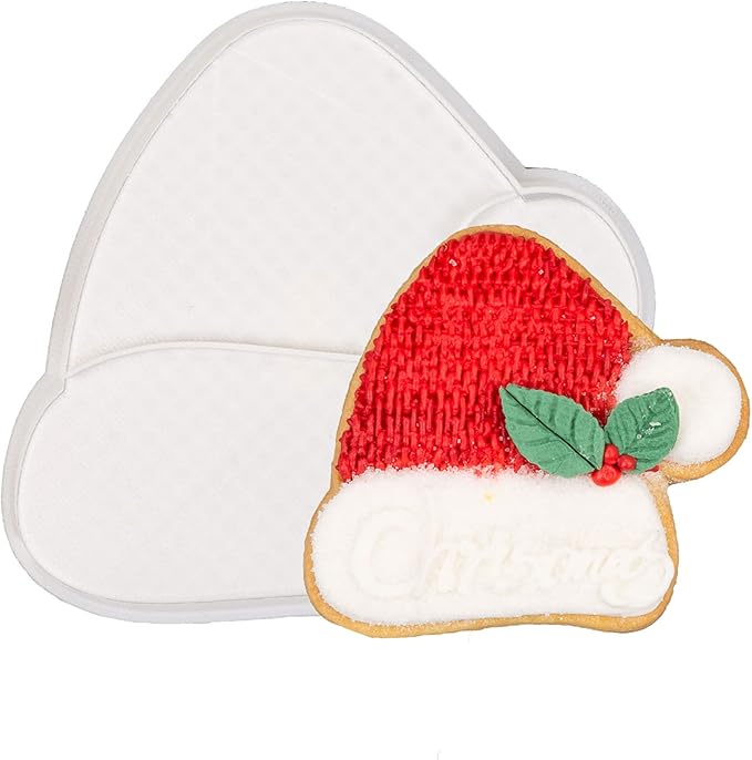 Flycalf Christmas Cookie Cutters with Plunger Stamps Christmas Hat Shapes Fall Holiday PLA Baking Accessories Cutter Molds Gifts for Kids Decorative Party 3.5" Kitchen Cake Supplies