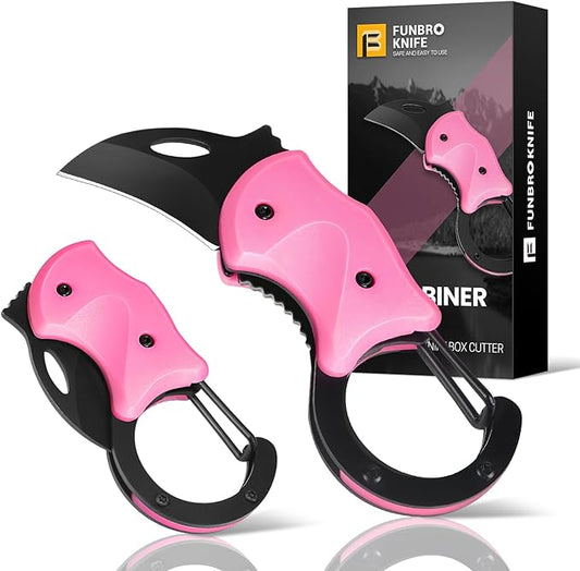 Pink Keychain Knife Stocking Stuffers Gifts for Mom, Cute Box Cutter Small Pocket Knife Gadgets, EDC Knives Tool with 1.34 inch Sharp Blade for Everyday Carry, Womens Christmas Gift for Her