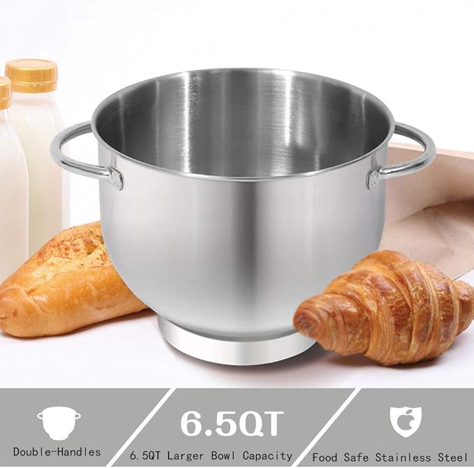 Aucma Stand Mixer,6.5-QT 660W 6-Speed Tilt-Head Food Mixer, Kitchen Electric Mixer with Dough Hook, Wire Whip & Beater (6.5QT, Lavender)