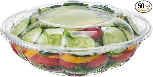[18 oz. 50 Sets Clear Plastic Salad Bowls with Airtight Lids Disposable To Go Mixing Containers Serving for Fruit, Quinoa, Lunch and Meal Prep