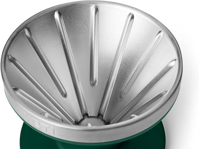 YETI Pour Over Coffee Maker Accessory Ramblers, Designed for Perfect Coffee Extraction Anywhere, Stainless Steel, fits any V60 Filter, Black Forest Green