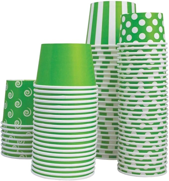 UNIQ 1000-Count 4 oz Paper Ice Cream Cups Green Color | Disposable Dessert Bowls for Ice Cream, Yogurt, Gelato | Frozen Dessert Supplies