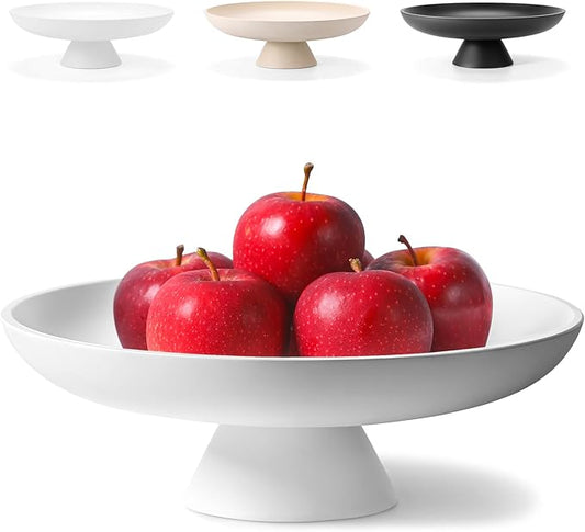 Large Decorative Bowl for Home Decor, Large Fruit Bowl for Kitchen Counter, Key Bowl for Entryway Table (White, Pedestal)