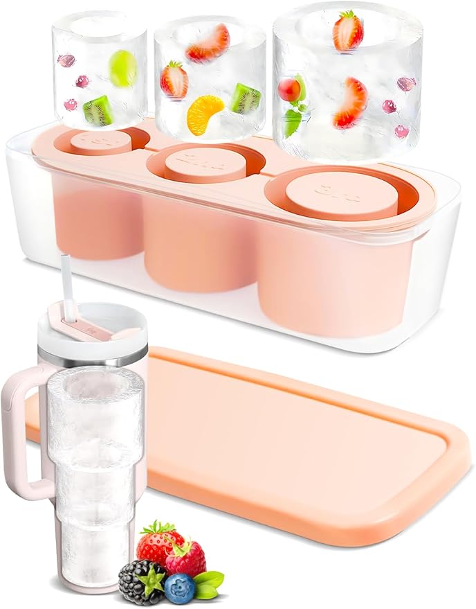 Ice Tray Mold for Stanley Cup, 2025 Tumbler Cup Ice Mold, Silcone Ice Cube Tray with Lid for Tumbler, Easy Fill and Release Ice Maker for Whiskey, Cocktail BPA-Free.30-40 oz