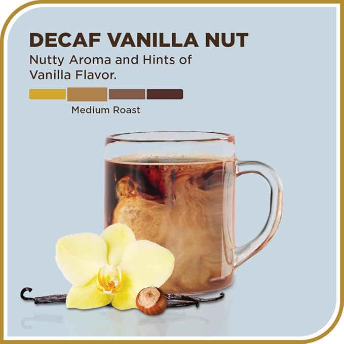 Don Francisco's Decaf Vanilla Nut Ground Coffee, Medium Roast – Flavored 100% Arabica, 12 oz Bag, Premium Coffee for Drip, Pour Over & French Press
