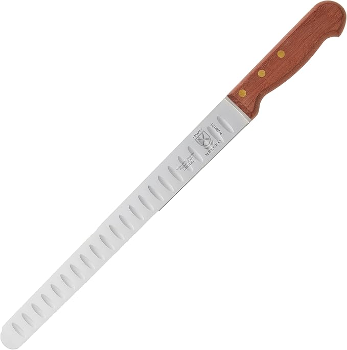 Mercer Culinary Praxis Granton Edge Slicer with Rosewood Handle, 12 Inch, Wood