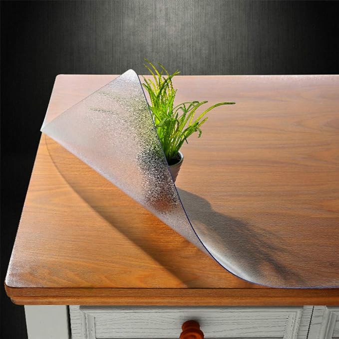 NECAUX Custom 20 x 36 Inch Frosted Desk Cover Protector, 1.5mm Thick Plastic Table Pad Desk Mat Desk Protector for Office Computer Writing Desk, Side Table, End Table, Night Stand, Dresser