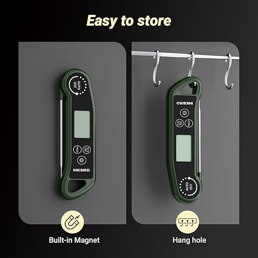 INKBIRD 0.5 Seconds Instant Read Meat Thermometer for Cooking RHT-11K, ±0.5℉ Accuracy Digital Food Thermometer with 1.42inch Large Screen, Waterproof Kitchen Thermometer for Candy, Grill, BBQ, Brewing