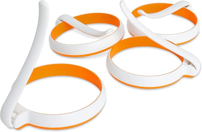 Silicone Egg Molds for Kids, Round Egg Ring for Frying Egg, Easy Clean Silicon Egg Rings Pack of 4, Nonstick Silicone Egg Mcmuffin Maker Pancake Ring Kitchen Egg Fry Ring