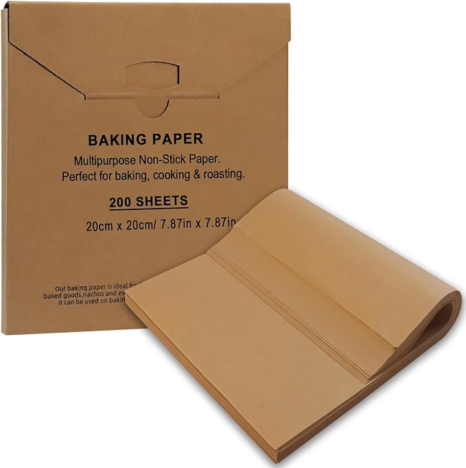 200 Pcs 7.87x7.87 Inch Unbleached Precut Parchment Paper Baking Sheets – Non-Stick Baking Paper for Oven, Air Fryer, Grilling & Steaming, Heat Resistant Up to 450°F