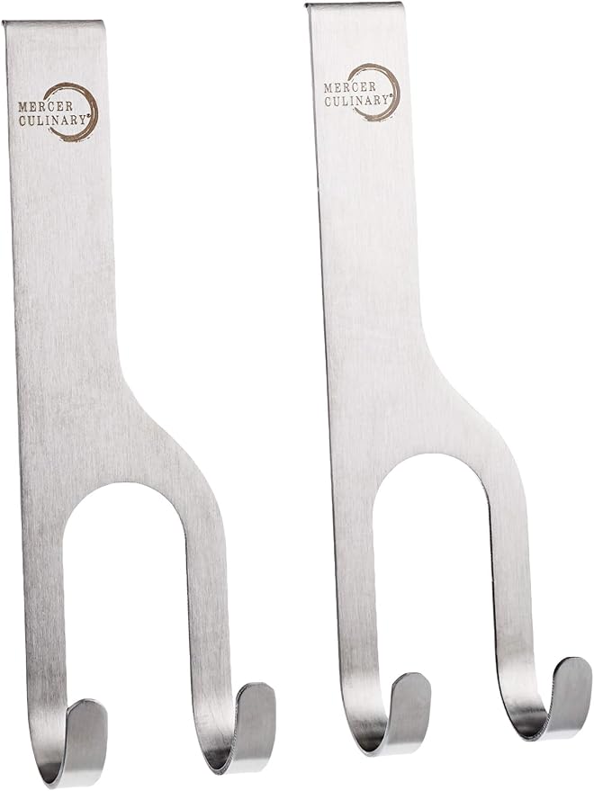 Mercer Culinary Double Hooks For Magnet Bar, Silver, 2 Pack