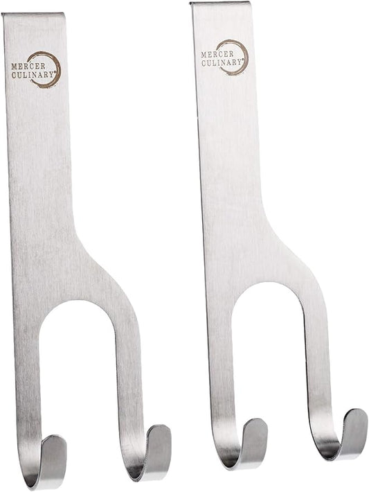 Mercer Culinary Double Hooks For Magnet Bar, Silver, 2 Pack