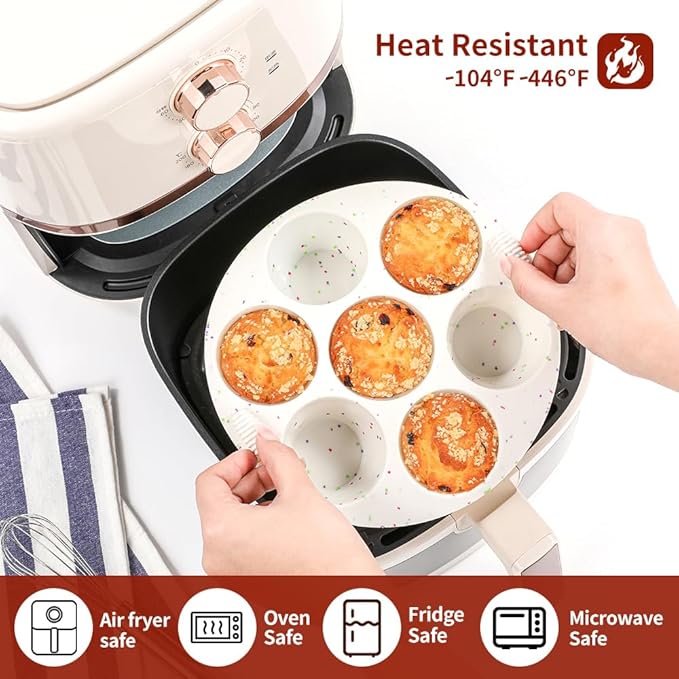 GOKCEN's Silicone Egg Bite Molds [2 Pack] Instant Pot Accessories - Fit Instant Pot 5,6,8 qt Pressure Cooker - Food Freezer Tray - Reusable Storage Container (Round - Confetti)