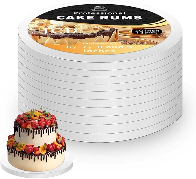5packs Cake Boards 10 Inch Round,1/2" Thick Cake Drum, Cake Board Food Grade Cake Base, White Cake Cardboard Circles Bases para Pasteles for Wedding & Party & Pizza Desserts(10inch/5pcs)