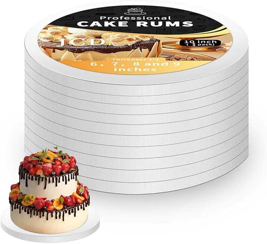 5packs Cake Boards 10 Inch Round,1/2" Thick Cake Drum, Cake Board Food Grade Cake Base, White Cake Cardboard Circles Bases para Pasteles for Wedding & Party & Pizza Desserts(10inch/5pcs)
