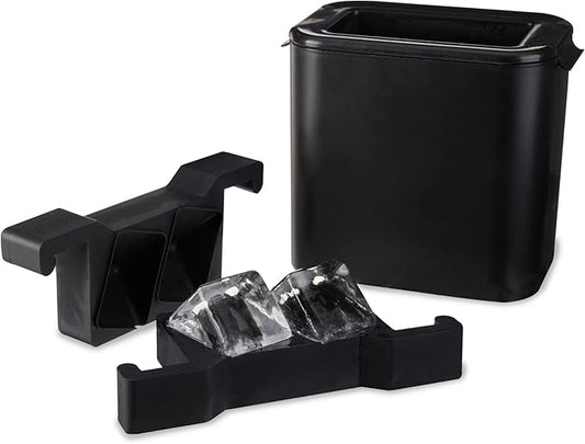 Viski Ice Maker, Whiskey Ice Cube Molds Makes 2 Large Crystal Clear Cubes, Perfect for Old Fashioned, Bourbon, Scotch & Craft Cocktail Drinks, Home Bar Accessories, Barware Essentials, Set of 1, Black