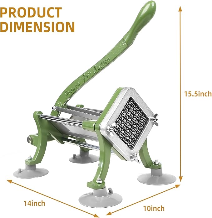 French Fry Cutter Commercial Potato Slicer with Suction Feet Complete Set, Includes 1/4", 3/8",1/2"