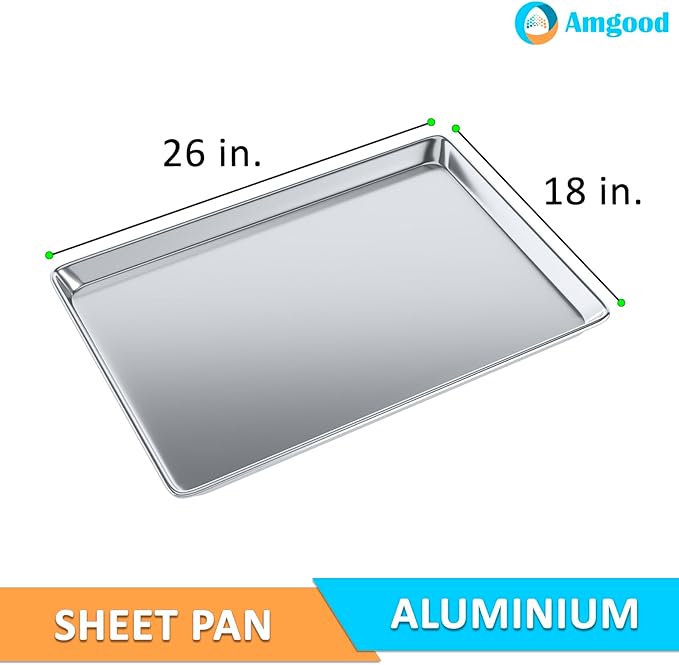 Pack of 12 | 18 in. x 26 in. Full Size Aluminum Bun. / Sheet Pan | Ideal for baking, roasting, cooling, prepping, or storing - a must-have in restaurants, bakeries, and busy kitchens.