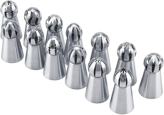 13 PCS Russian Piping Tips, Stainless Steel Russian Piping Tips Set, Russian Tips Set for Decorating Cake Cream Cookies Pastry Baking Tools