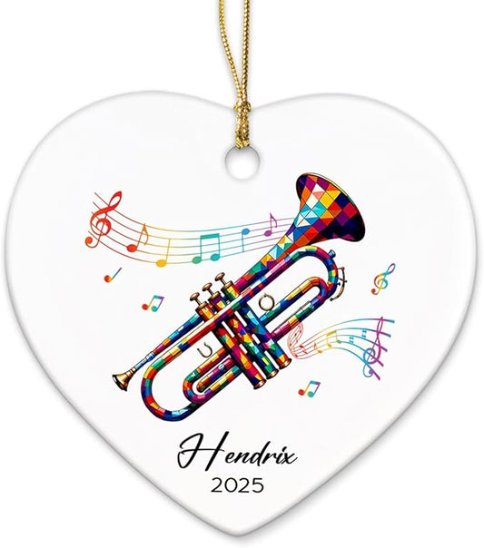 Personalized Trumpet Player Ceramic Ornaments Christmas, Trumpets Musical Ornament 2025 Gifts for Musician, Custom Name & Year Instrumentalist Xmas Ornament Tree, Instrument Lovers Ceramic Ornaments