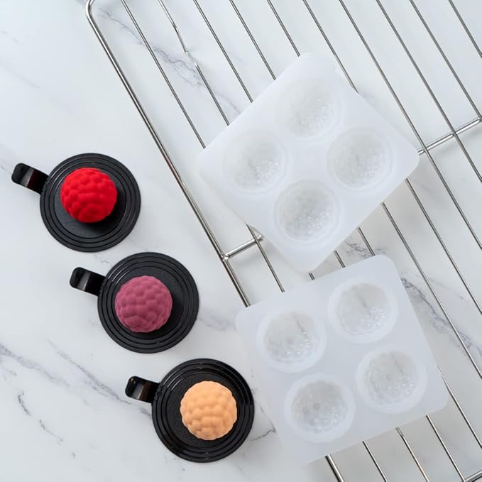 Pastry Tek 4 Cavities Fruit Silicone Mold, 1 Oven-Ready Berry Mold - Flexible, Freezable, White Silicone Lychee Berry Mold, Easy Release, For Baking - Restaurantware