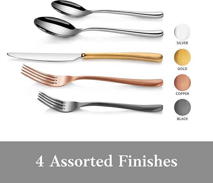 Artaste Rain II Forged 18/10 Stainless Steel (Black (Service for 4), (Flatware 20-Piece Set))
