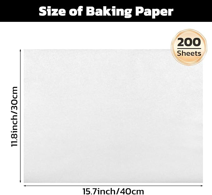 Beasea Parchment Paper Sheets, 200pcs 12x16 Inch White Precut Nonstick Heavy Duty Parchment Baking Paper Sheets for Air Fryer Cooking, Grilling, Frying and Steaming