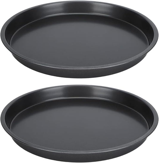 12 Inch Pizza Pan for Oven, 2 Pack Nonstick Round Heavy Duty Aluminum Pizza Baking Tray, Restaurant Style Deep Dish Pizza Pan with Rolled Edge & Warp Resistant (Thickened Crisper Pan)